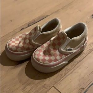 Pink checkered vans, size toddler 4